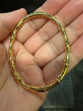 Gold plated Bamboo-Style openable Women's Bangle Bracelet